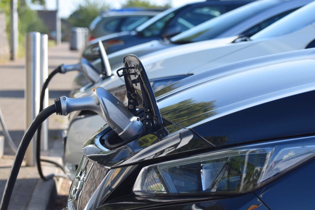 electric car charging on streeet